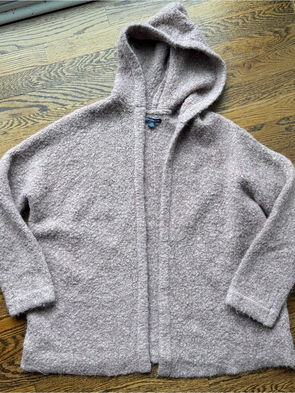 American Eagle Mauve Open Front Wool Blend Hooded Cardigan XS